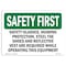 Signmission OSHA Sign, Glasses Hearing Protection Steel, 7in X 5in Decal, 7" W, 5" H, Landscape OS-SF-D-57-L-10953 - alternate 1